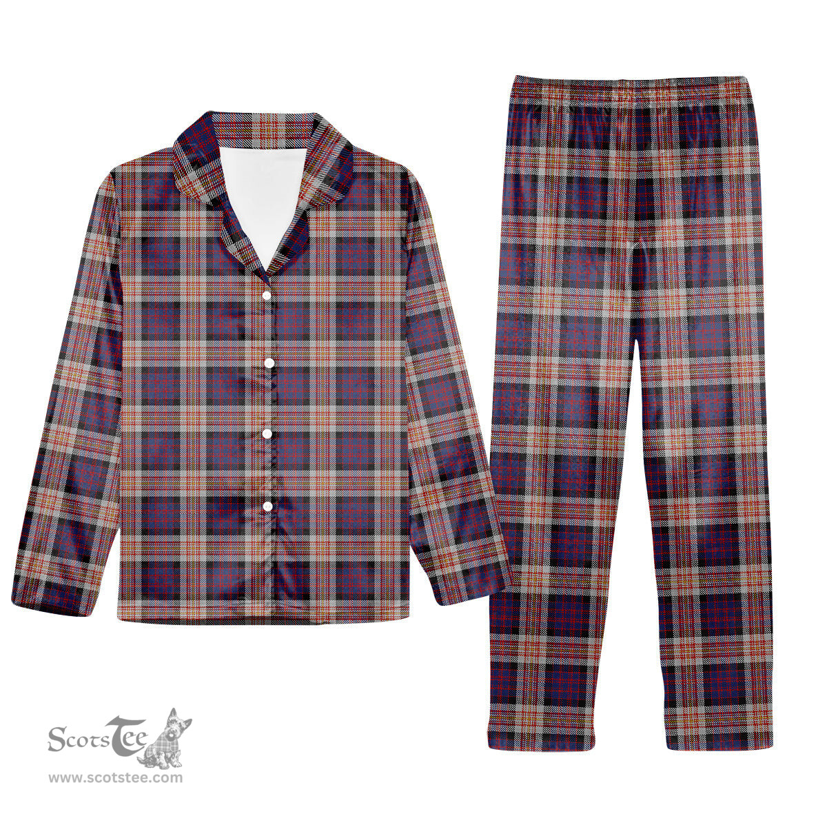 ScotsTee Shop Scottish Carnegie 2 Tartan Pajama Satin Velvet Flannel Pajama Set