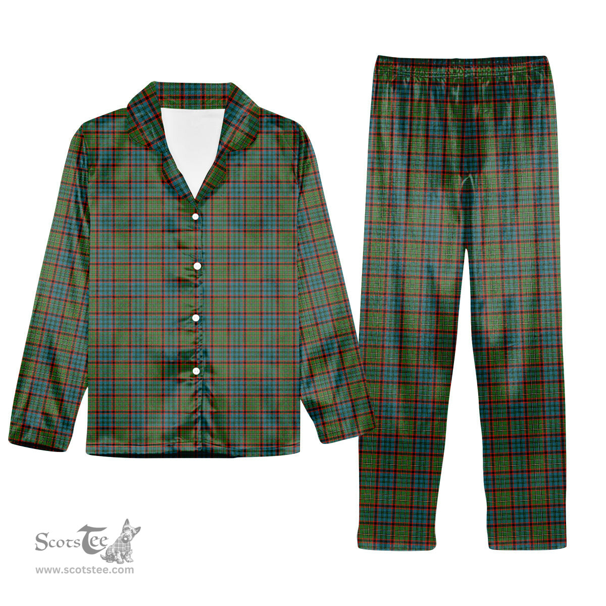 ScotsTee Shop Scottish Cunningham Hunting Ancient Tartan Pajama Satin Velvet Flannel Pajama Set