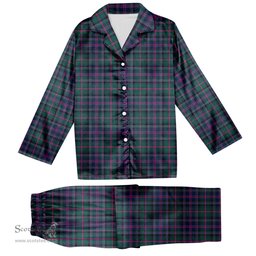 ScotsTee Shop Scottish Cooper Modern Tartan Pajama Satin Velvet Flannel Pajama Set
