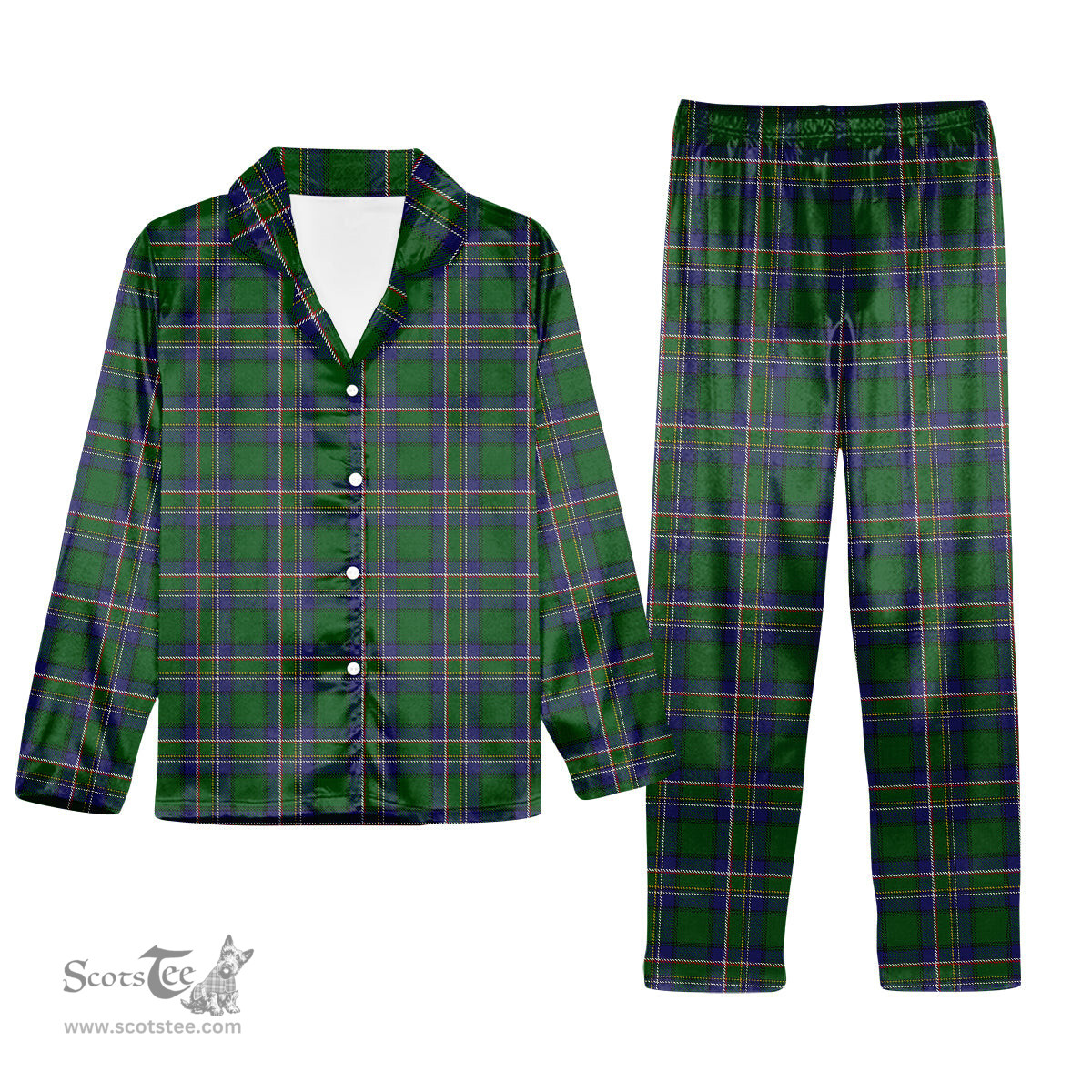 ScotsTee Shop Scottish Cockburn Old Pattern Tartan Pajama Satin Velvet Flannel Pajama Set
