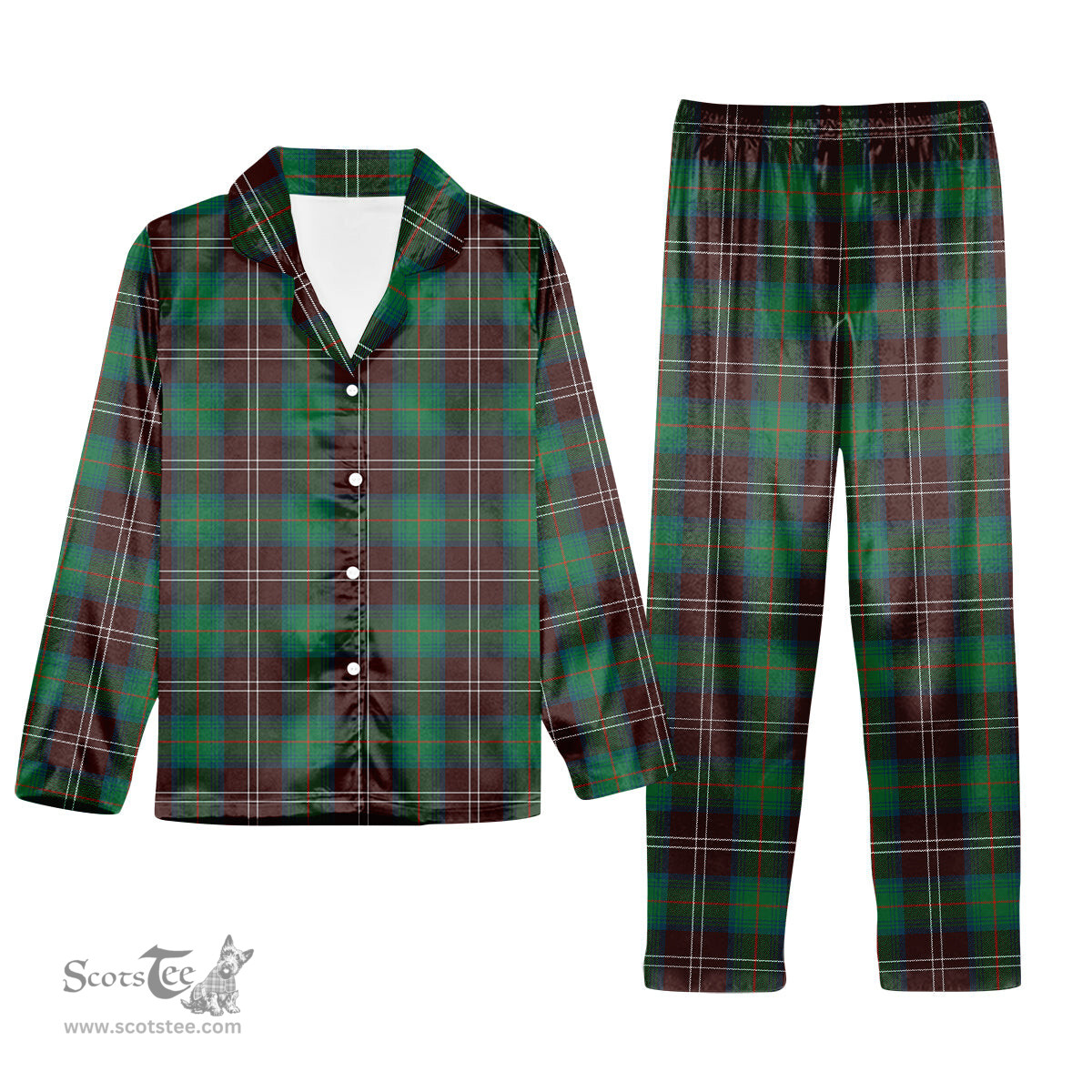 ScotsTee Shop Scottish Chisholm Hunting Ancient Tartan Pajama Satin Velvet Flannel Pajama Set