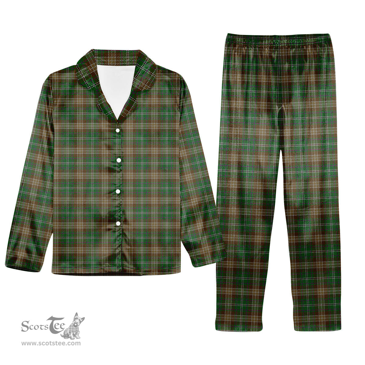 ScotsTee Shop Scottish Corcoran of Sherbrooke Tartan Pajama Satin Velvet Flannel Pajama Set