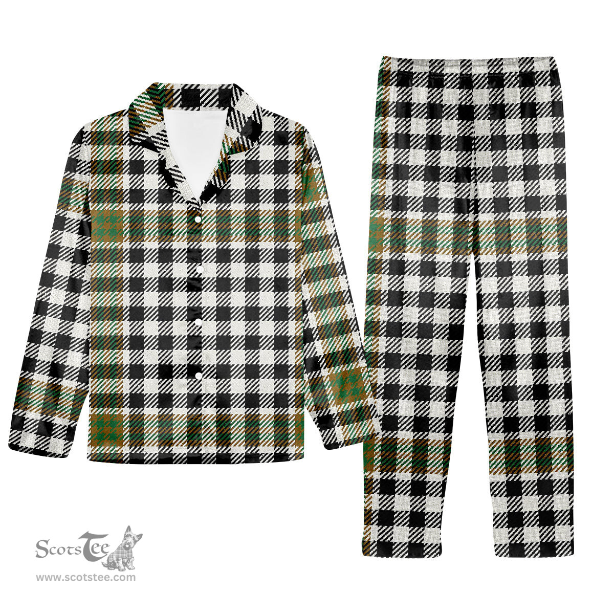 ScotsTee Shop Scottish Burns Check Ancient Tartan Pajama Satin Velvet Flannel Pajama Set