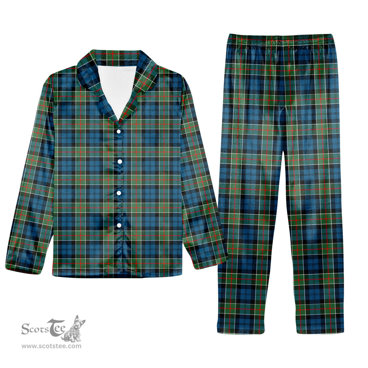 ScotsTee Shop Scottish Colquhoun Ancient Tartan Pajama Satin Velvet Flannel Pajama Set