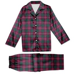 ScotsTee Shop Scottish Crawford Red Modern Tartan Pajama Satin Velvet Flannel Pajama Set