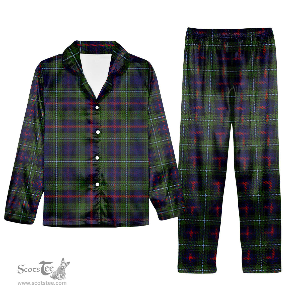 ScotsTee Shop Scottish Clark of Ulva Tartan Pajama Satin Velvet Flannel Pajama Set