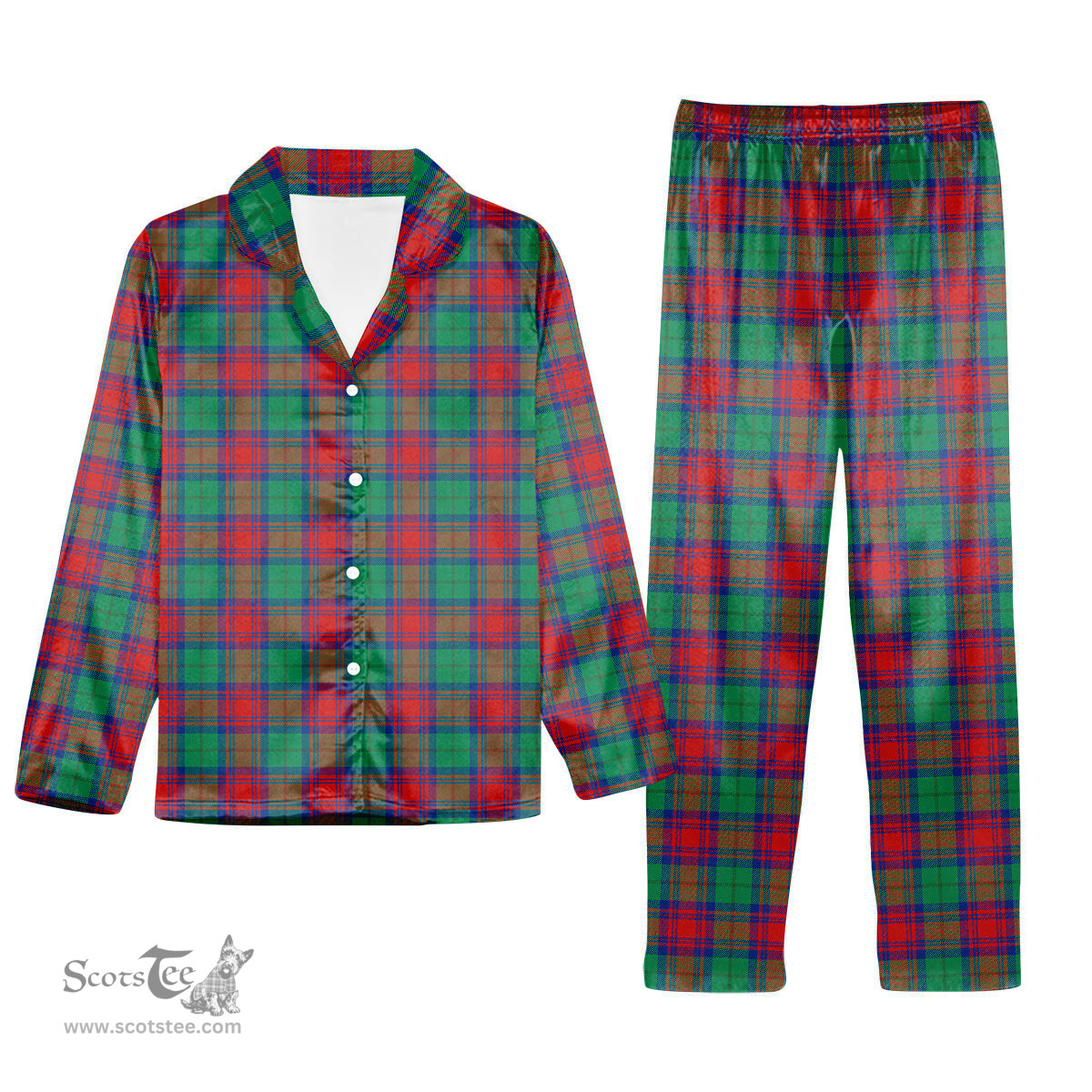 ScotsTee Shop Scottish Cranstoun Dress Modern Tartan Pajama Satin Velvet Flannel Pajama Set