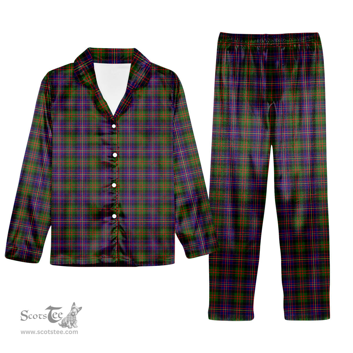 ScotsTee Shop Scottish Cameron of Erracht Modern Tartan Pajama Satin Velvet Flannel Pajama Set