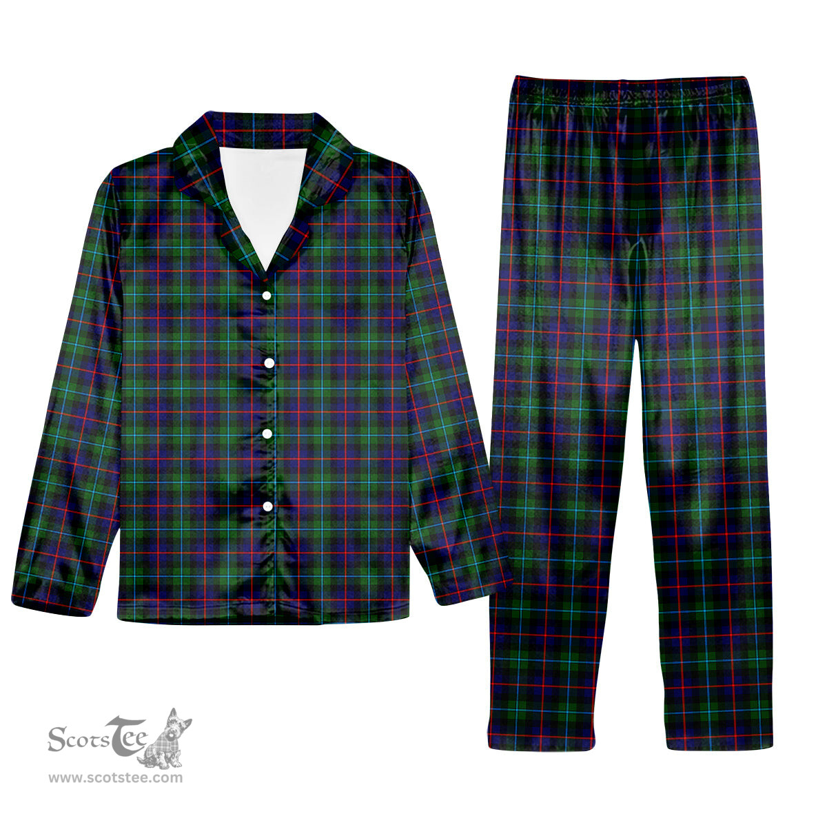ScotsTee Shop Scottish Campbel of Cawdor Modern Tartan Pajama Satin Velvet Flannel Pajama Set