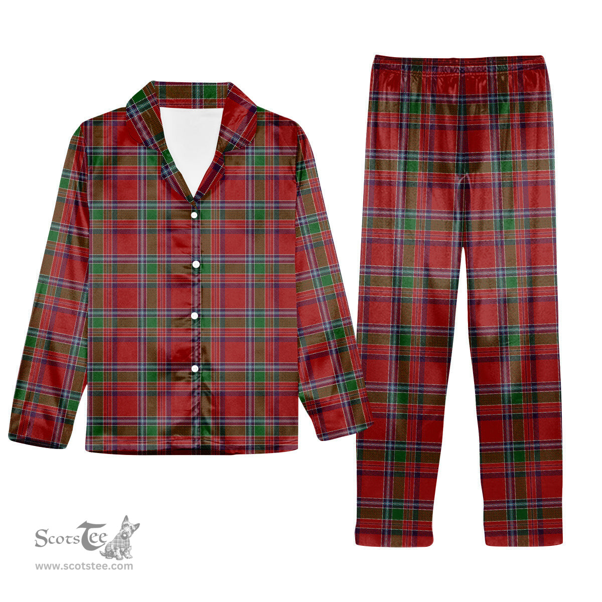 ScotsTee Shop Scottish Burrell Tartan Pajama Satin Velvet Flannel Pajama Set