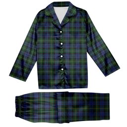 ScotsTee Shop Scottish Campbell of Loudoun Tartan Pajama Satin Velvet Flannel Pajama Set