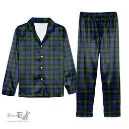 ScotsTee Shop Scottish Campbell of Loudoun Tartan Pajama Satin Velvet Flannel Pajama Set