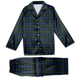 ScotsTee Shop Scottish Campbell Red Tartan Pajama Satin Velvet Flannel Pajama Set