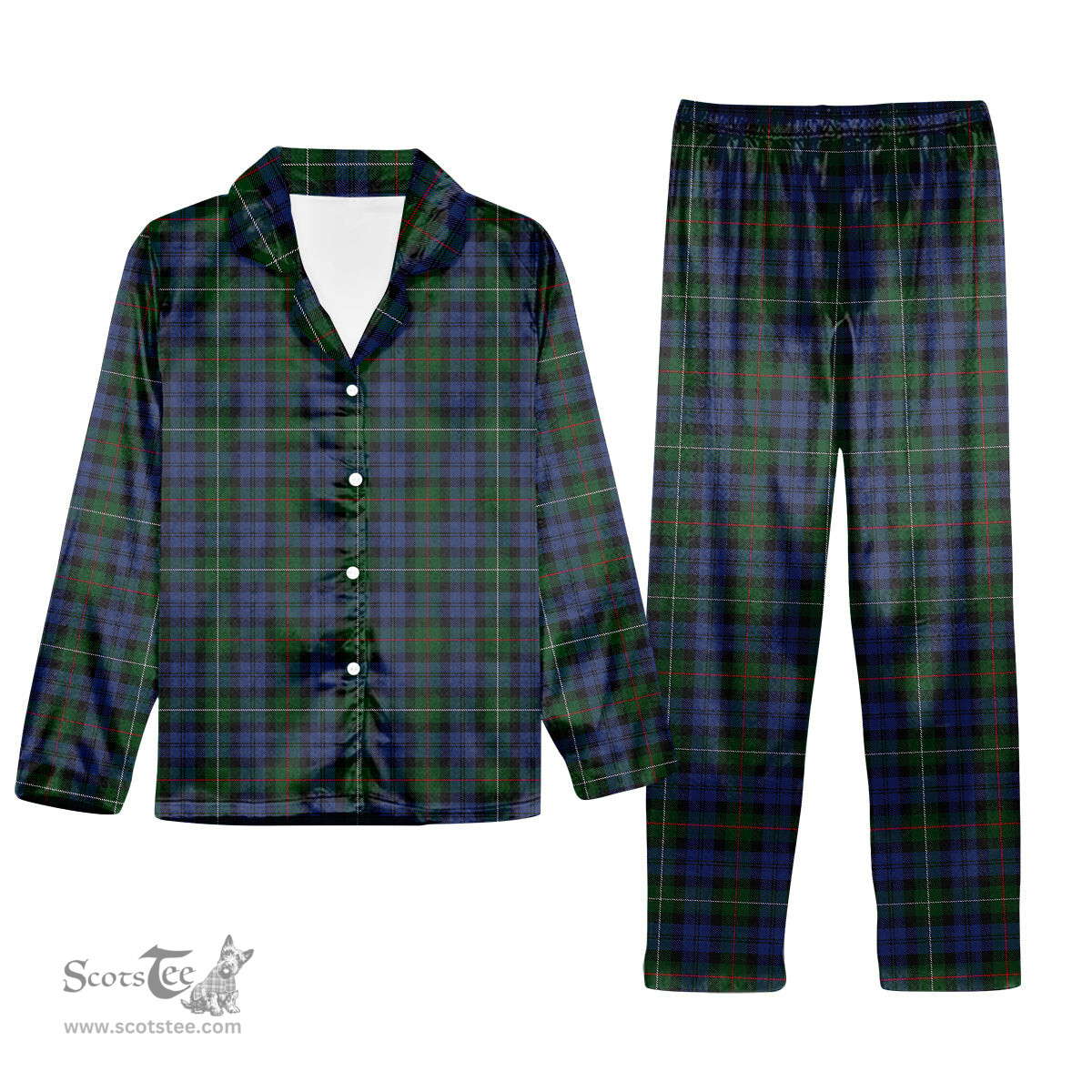 ScotsTee Shop Scottish Campbell Red Tartan Pajama Satin Velvet Flannel Pajama Set