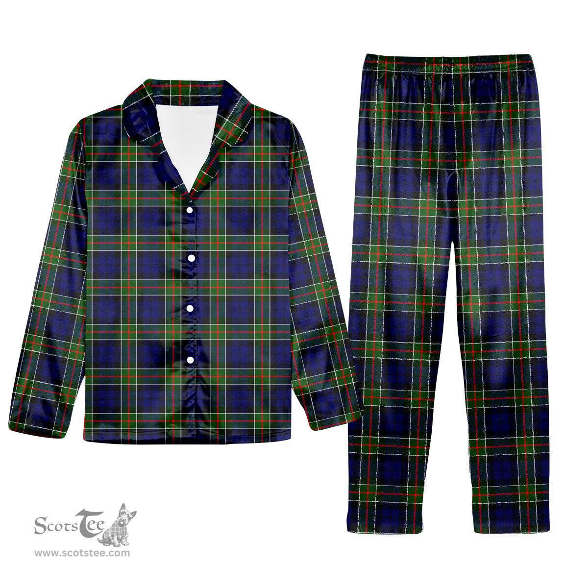ScotsTee Shop Scottish Colquhoun Modern Tartan Pajama Satin Velvet Flannel Pajama Set