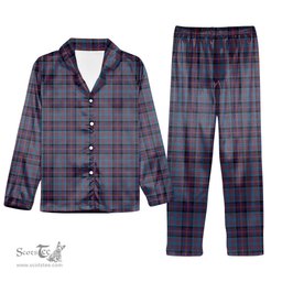 ScotsTee Shop Scottish Cochrane Azure Tartan Pajama Satin Velvet Flannel Pajama Set