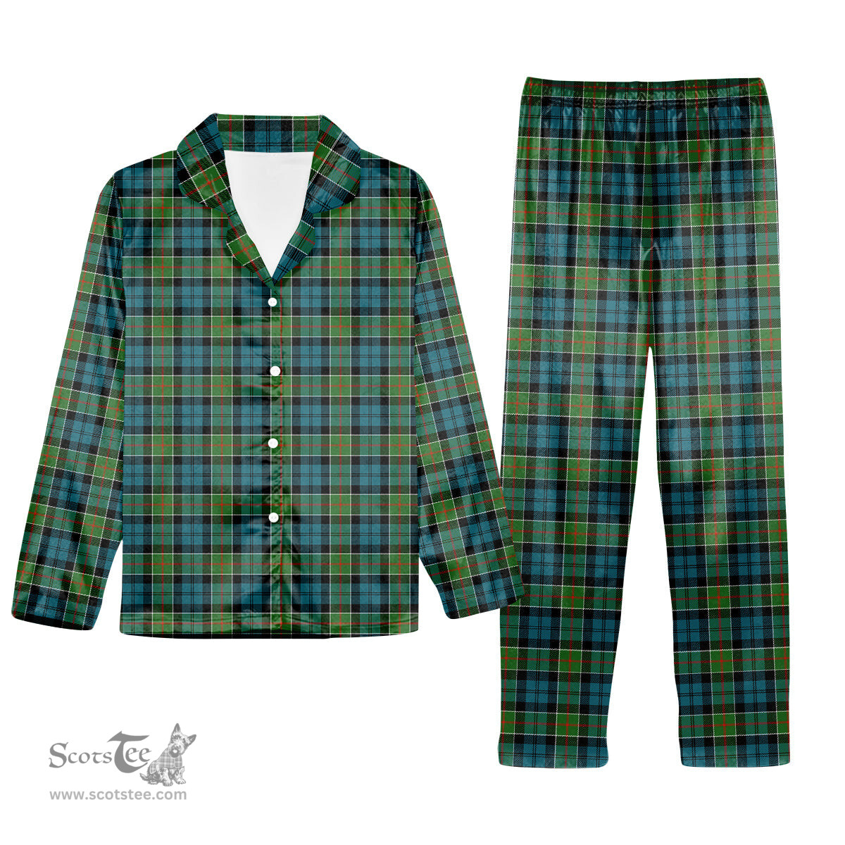 ScotsTee Shop Scottish Colquhoun Ancient Clan Tartan Pajama Satin Velvet Flannel Pajama Set