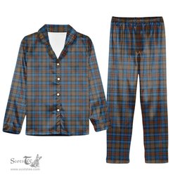 ScotsTee Shop Scottish Cockburn Brown Ancient Tartan Pajama Satin Velvet Flannel Pajama Set