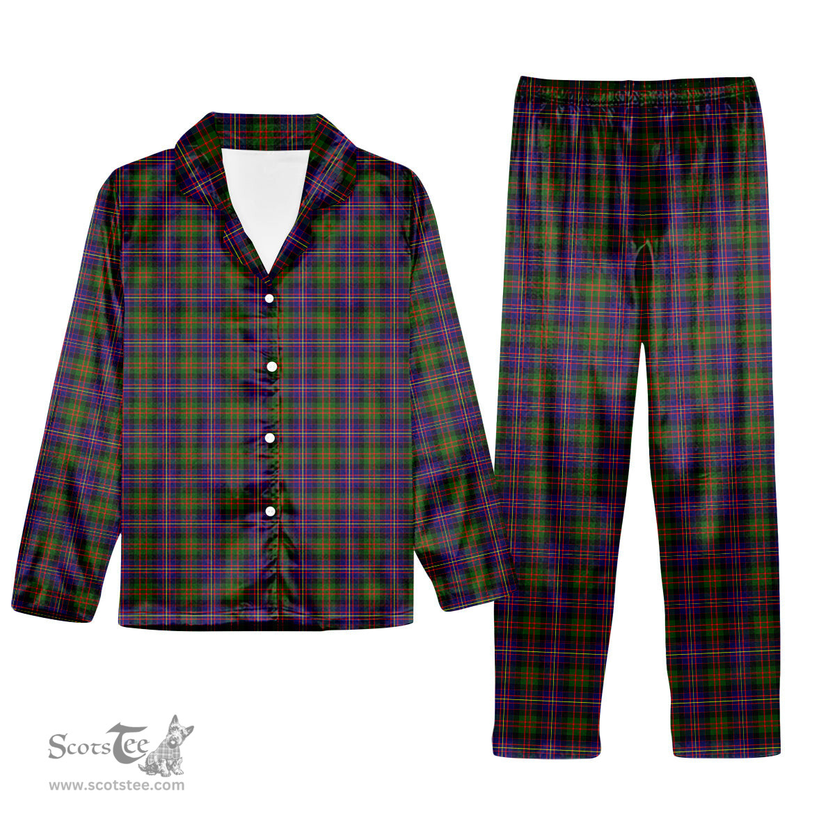 ScotsTee Shop Scottish Chalmers Tartan Pajama Satin Velvet Flannel Pajama Set