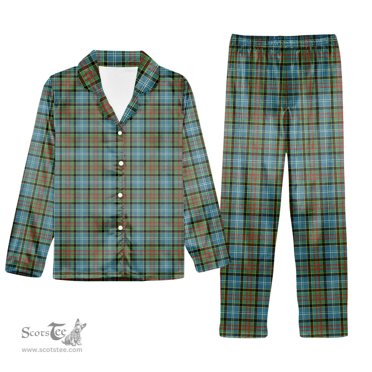ScotsTee Shop Scottish Caldwell Tartan Pajama Satin Velvet Flannel Pajama Set