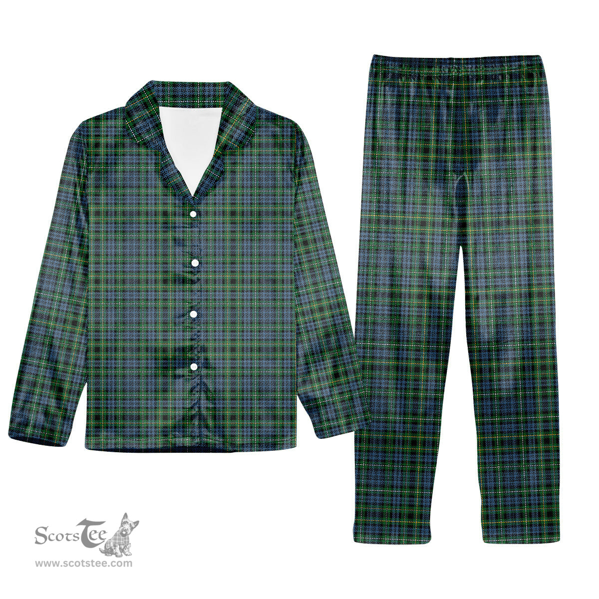 ScotsTee Shop Scottish Campbell of Argyll 1815 Ancient Tartan Pajama Satin Velvet Flannel Pajama Set