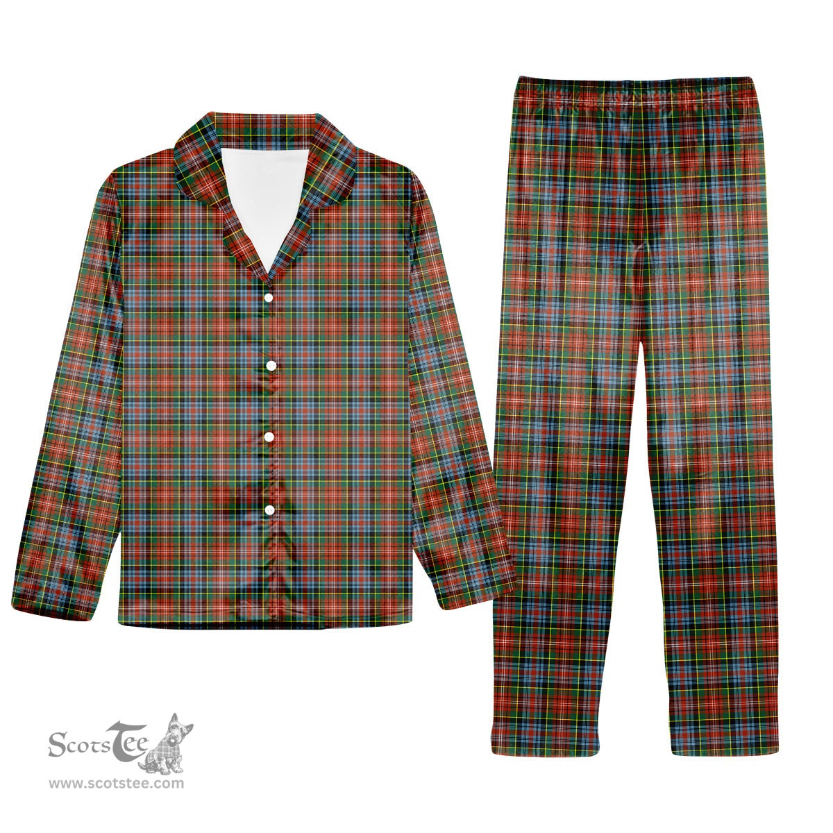 ScotsTee Shop Scottish Caledonia Ancient Tartan Pajama Satin Velvet Flannel Pajama Set