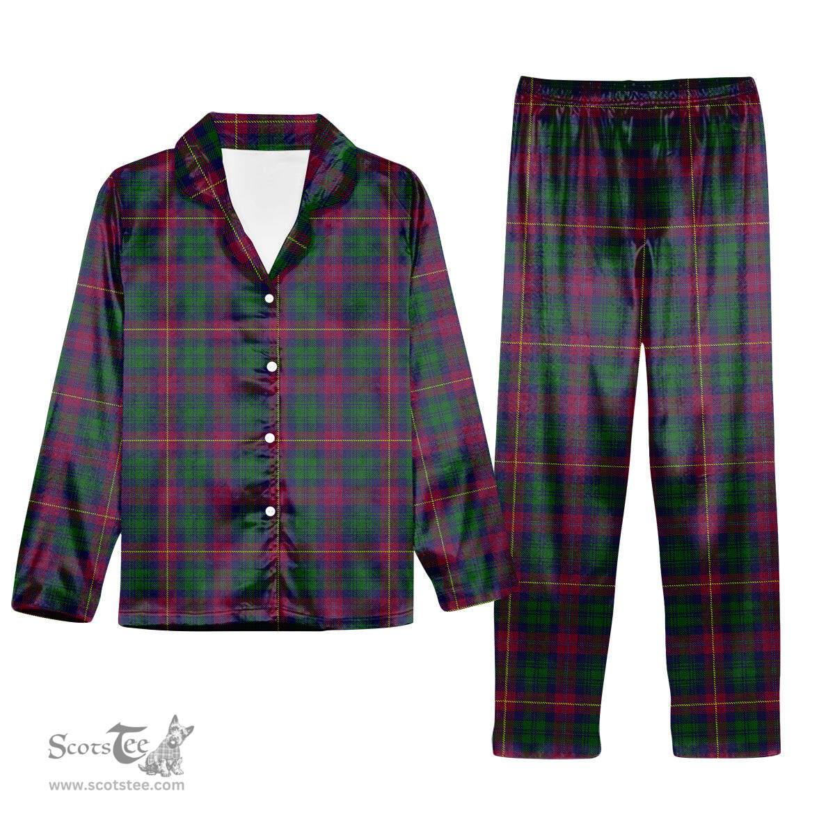 ScotsTee Shop Scottish Cairns of Finavon Tartan Pajama Satin Velvet Flannel Pajama Set