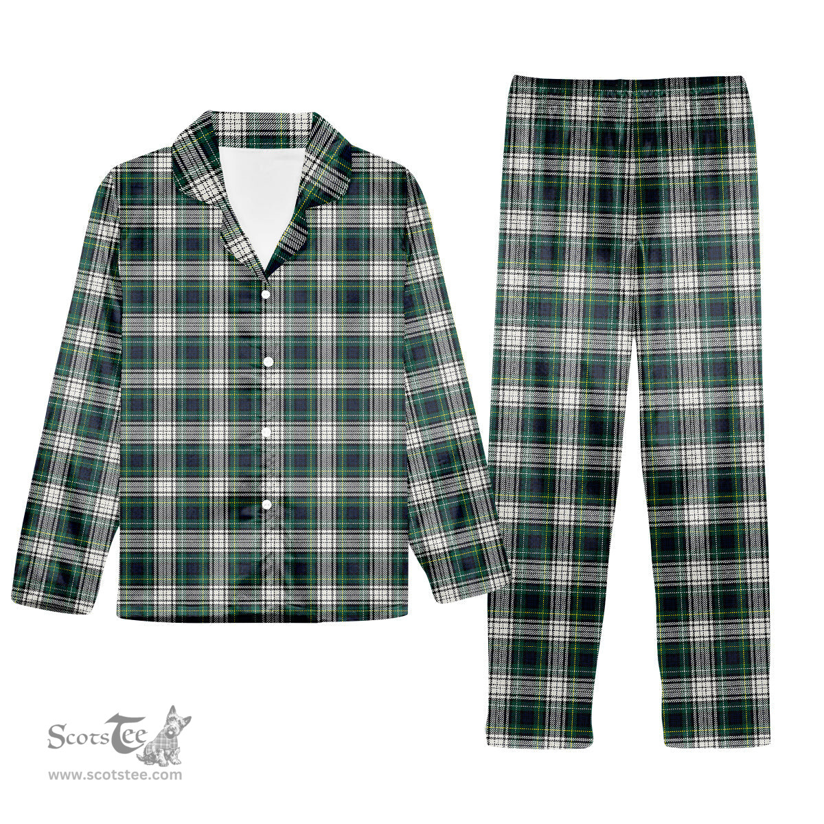 ScotsTee Shop Scottish Campbell Dress Modern Tartan Pajama Satin Velvet Flannel Pajama Set