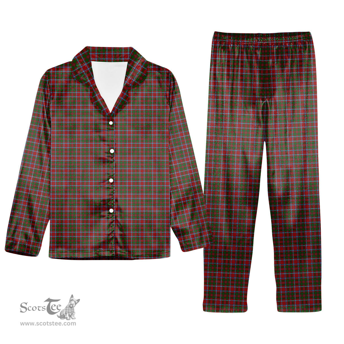 ScotsTee Shop Scottish Chisholm 1800 Tartan Pajama Satin Velvet Flannel Pajama Set