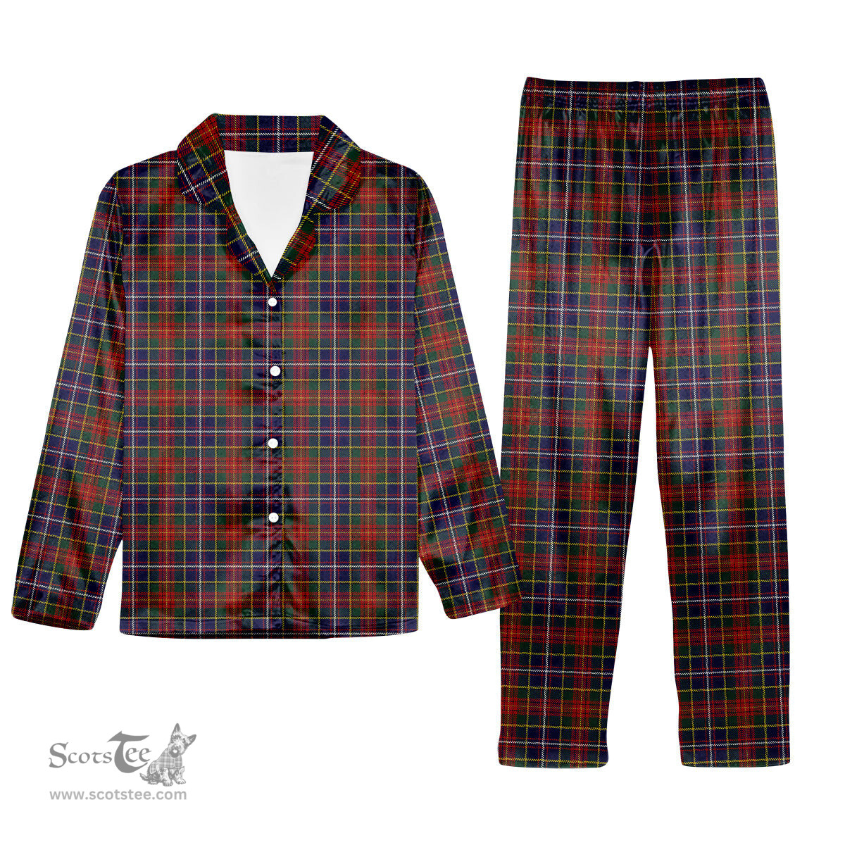 ScotsTee Shop Scottish Crozier Tartan Pajama Satin Velvet Flannel Pajama Set