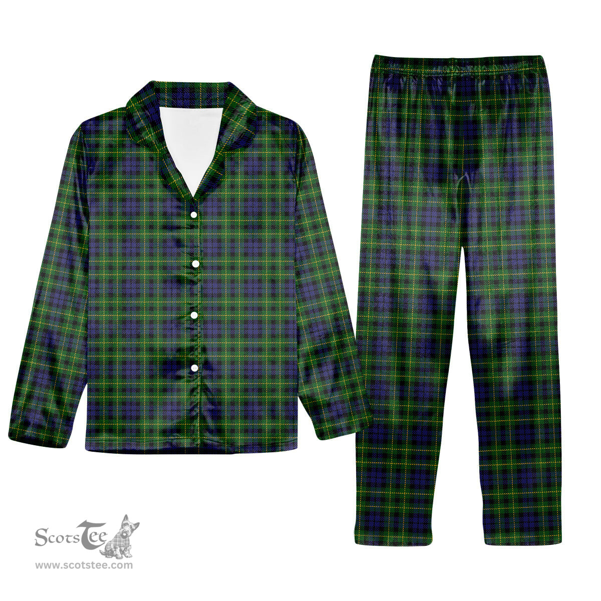 ScotsTee Shop Scottish Campbell of Breadalbane 2 Tartan Pajama Satin Velvet Flannel Pajama Set