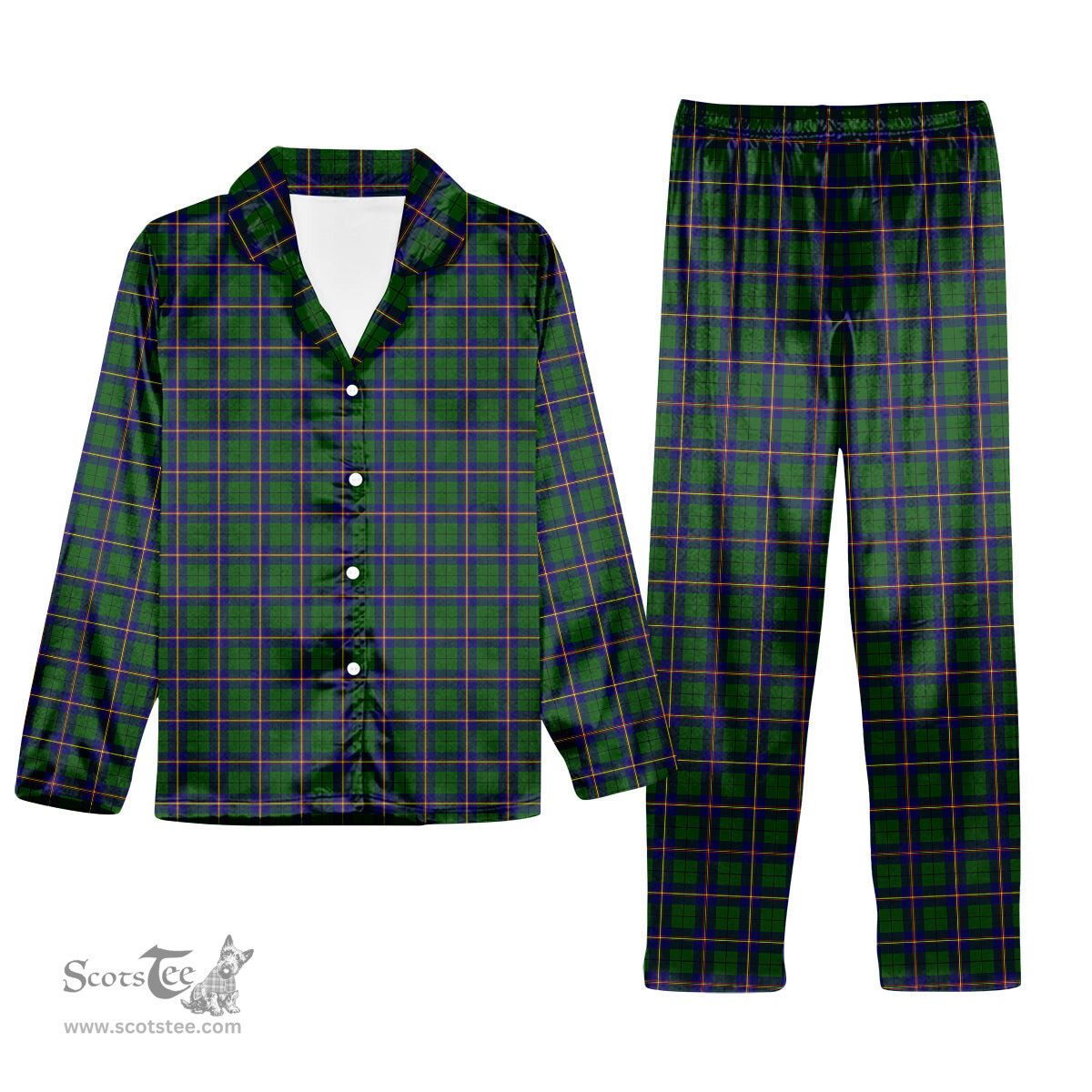 ScotsTee Shop Scottish Carmichael Modern Tartan Pajama Satin Velvet Flannel Pajama Set