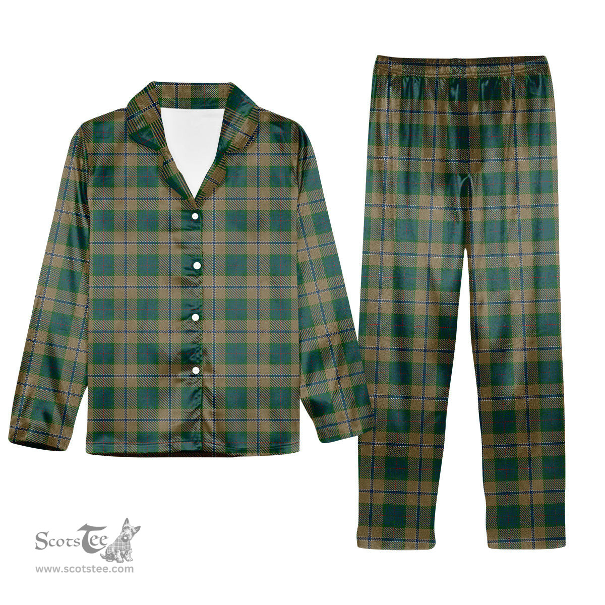 ScotsTee Shop Scottish Chisholm Colonial Tartan Pajama Satin Velvet Flannel Pajama Set