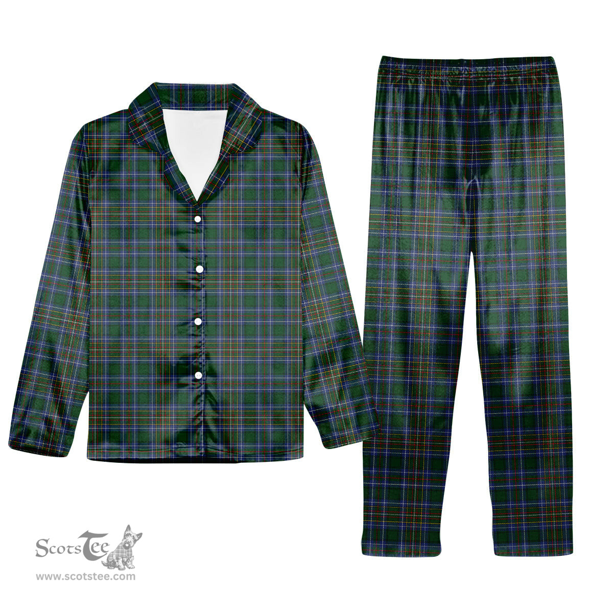 ScotsTee Shop Scottish Cockburn 2 Tartan Pajama Satin Velvet Flannel Pajama Set