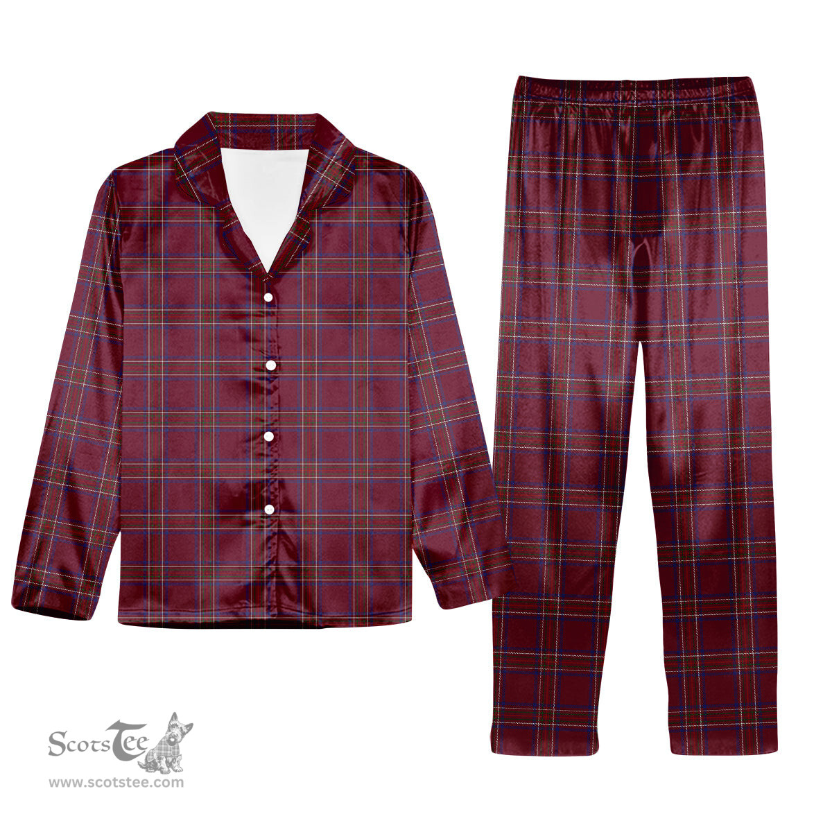 ScotsTee Shop Scottish Burnett of Leys Hunting Tartan Pajama Satin Velvet Flannel Pajama Set