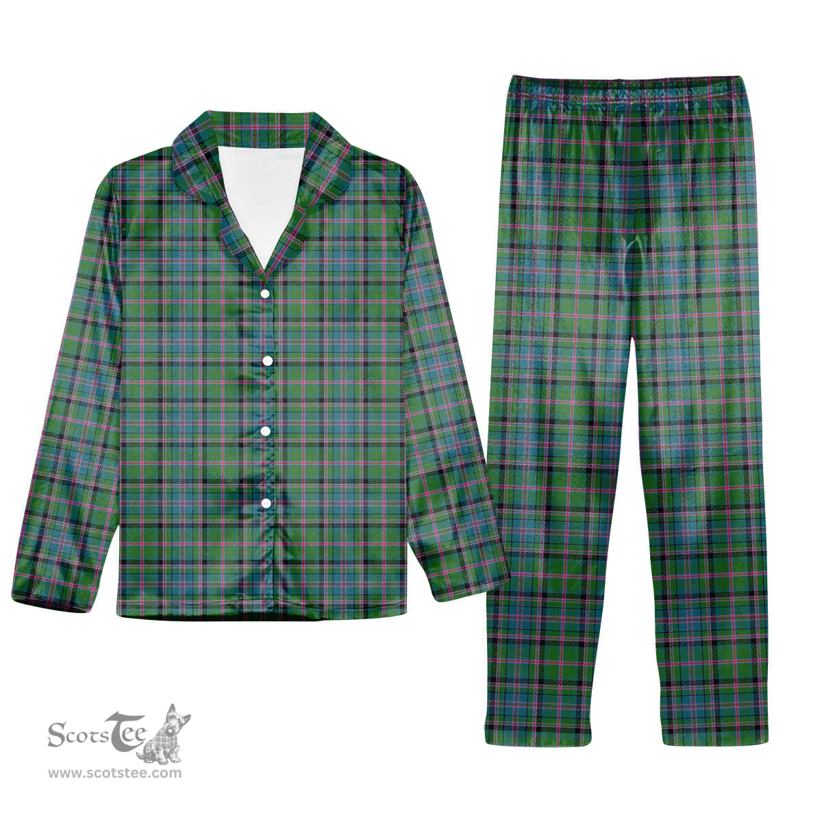 ScotsTee Shop Scottish Cooper Ancient Tartan Pajama Satin Velvet Flannel Pajama Set