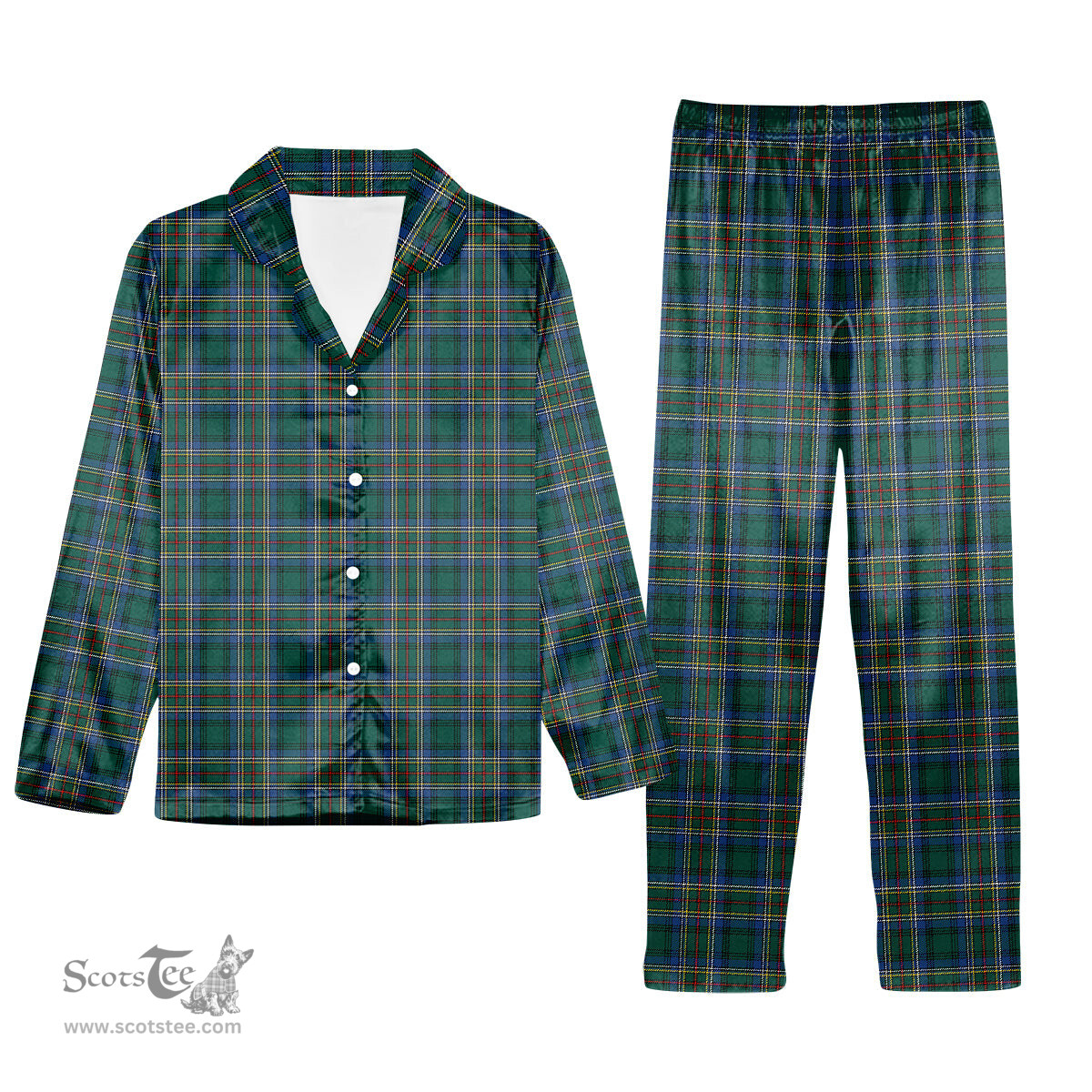ScotsTee Shop Scottish Cockburn Modern Tartan Pajama Satin Velvet Flannel Pajama Set