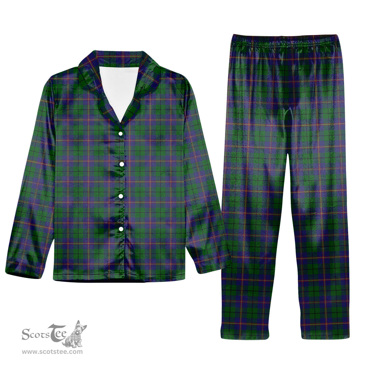 ScotsTee Shop Scottish Carmichael Tartan Pajama Satin Velvet Flannel Pajama Set