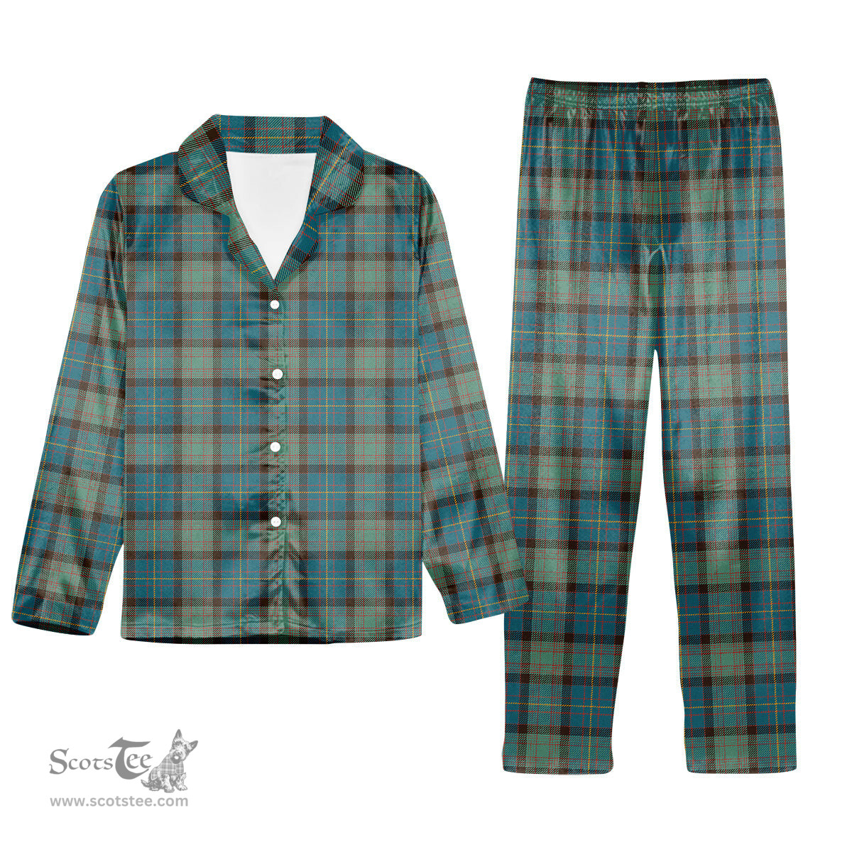 ScotsTee Shop Scottish Cochrane Hunting Ancient Tartan Pajama Satin Velvet Flannel Pajama Set