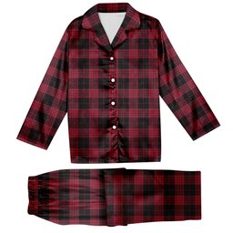 ScotsTee Shop Scottish Cameron Black and Red Modern Tartan Pajama Satin Velvet Flannel Pajama Set