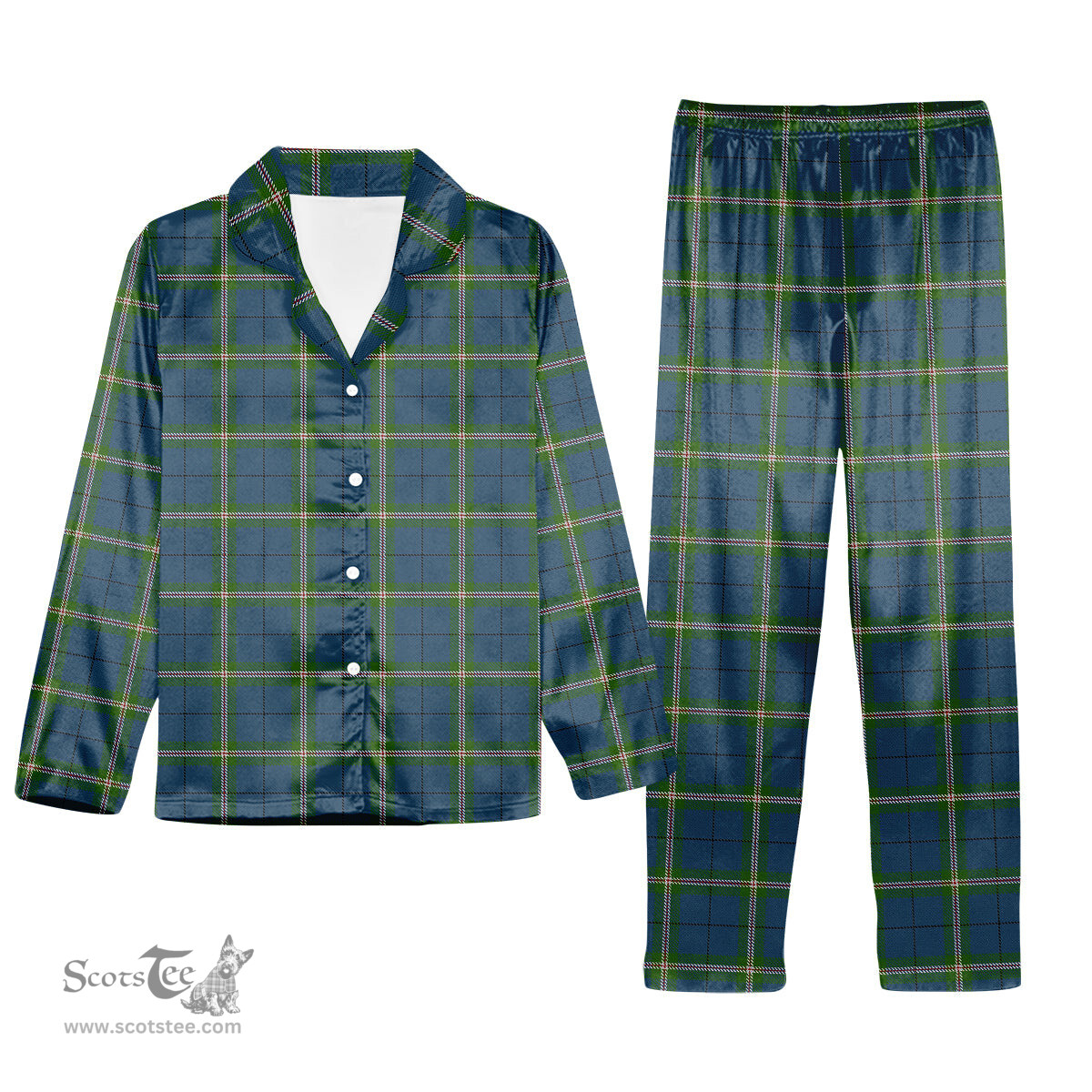 ScotsTee Shop Scottish Cleland Tartan Pajama Satin Velvet Flannel Pajama Set
