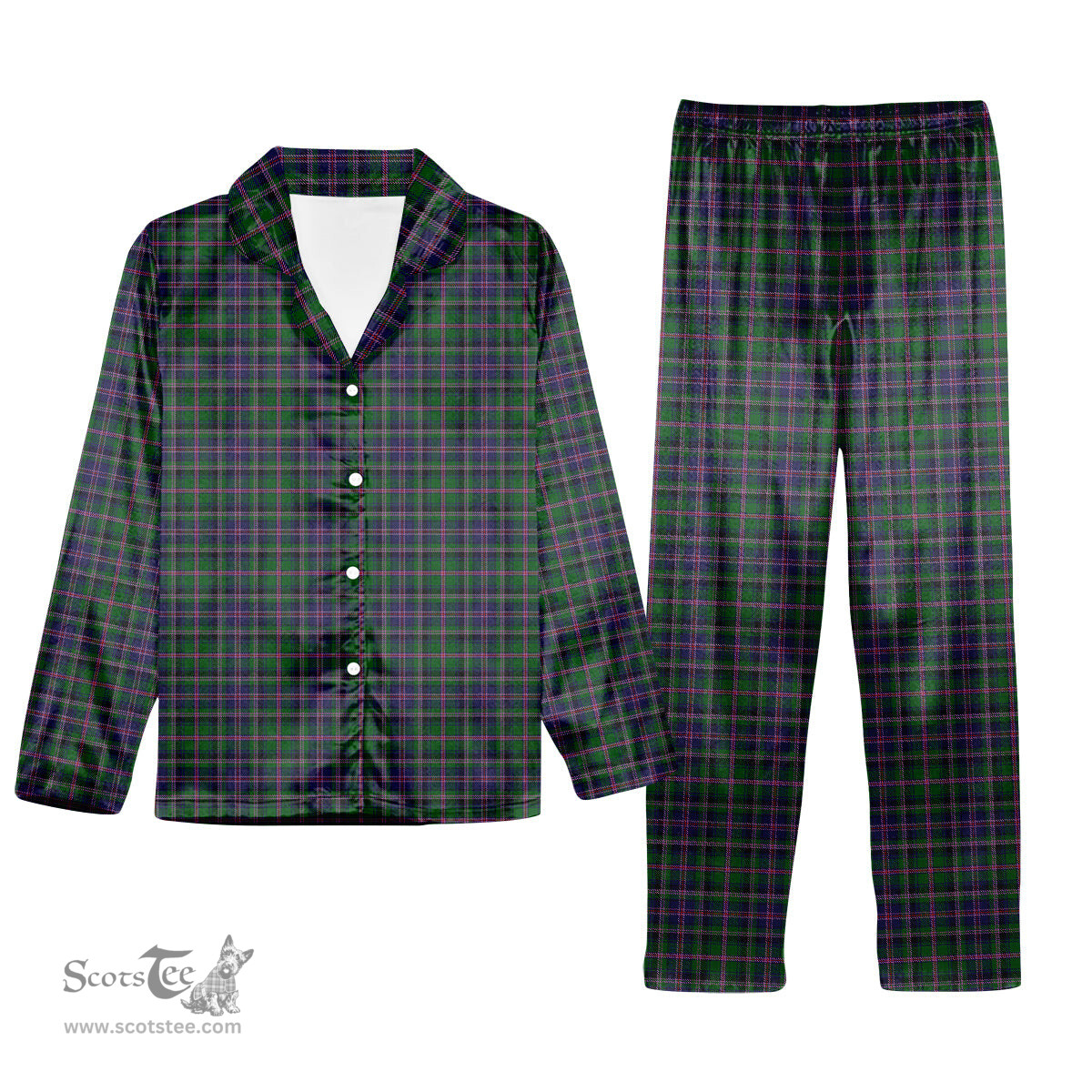 ScotsTee Shop Scottish Couper James Cant Tartan Pajama Satin Velvet Flannel Pajama Set