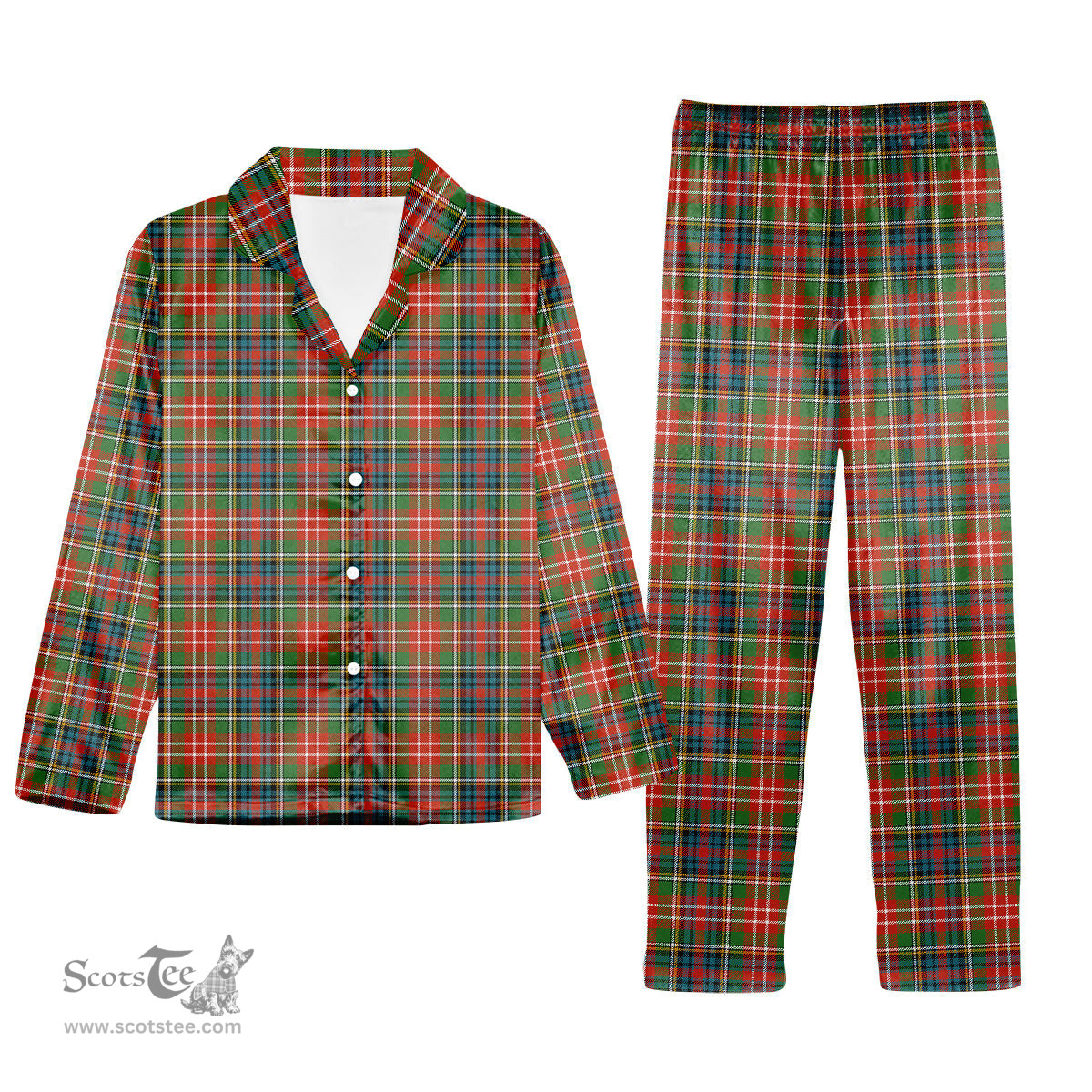 ScotsTee Shop Scottish Christie Ancient Tartan Pajama Satin Velvet Flannel Pajama Set