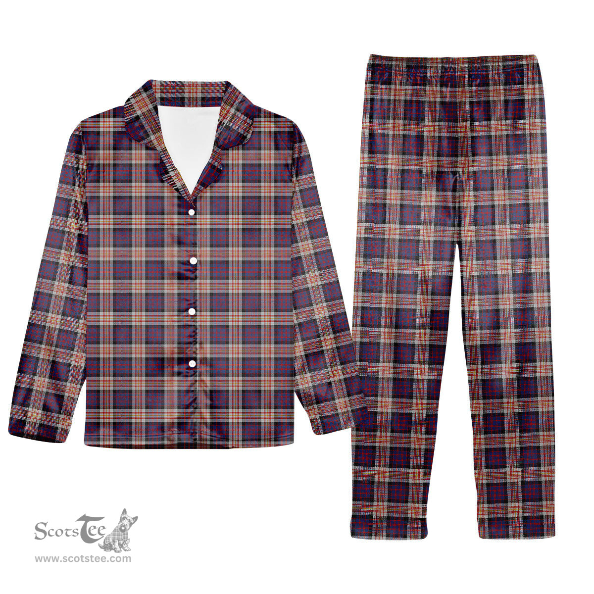 ScotsTee Shop Scottish Carnegie Tartan Pajama Satin Velvet Flannel Pajama Set