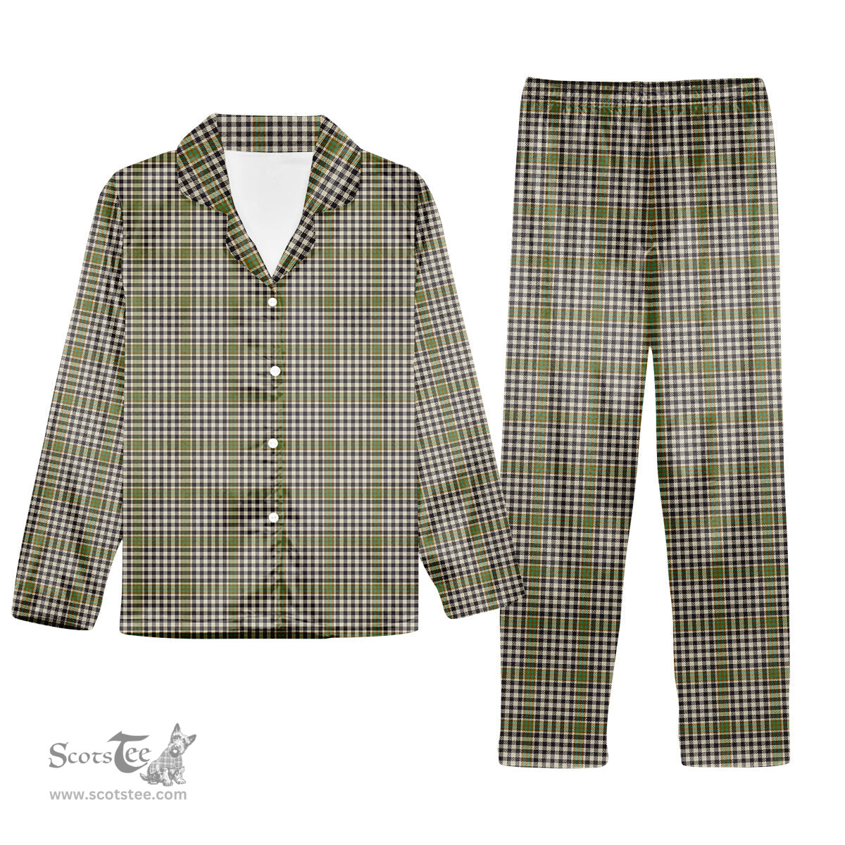 ScotsTee Shop Scottish Burns Check Tartan Pajama Satin Velvet Flannel Pajama Set
