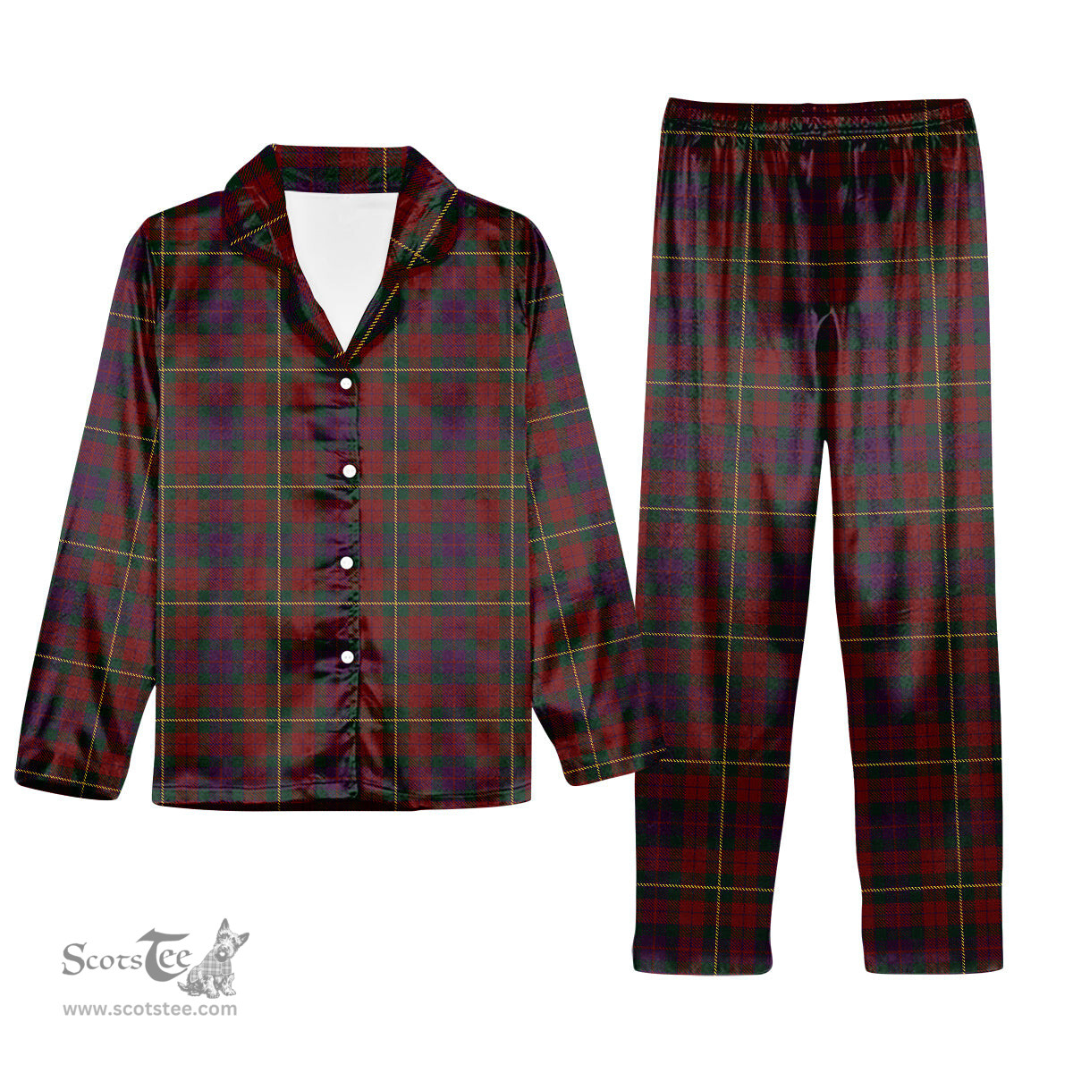 ScotsTee Shop Scottish Clare County Tartan Pajama Satin Velvet Flannel Pajama Set