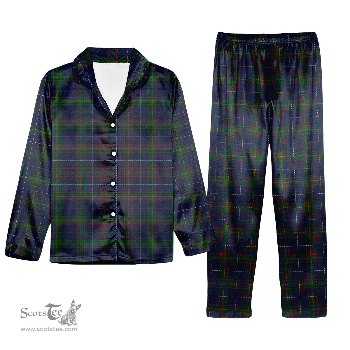 ScotsTee Shop Scottish Carruthers George Tartan Pajama Satin Velvet Flannel Pajama Set