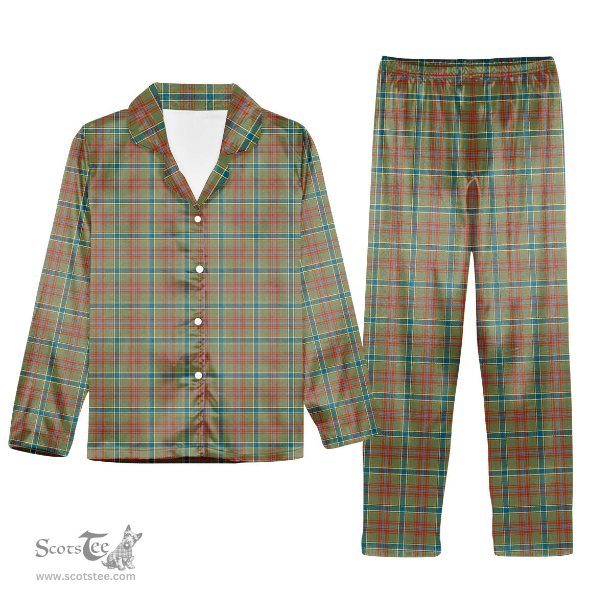 ScotsTee Shop Scottish Currie of Arran Ancient Clan Tartan Pajama Satin Velvet Flannel Pajama Set
