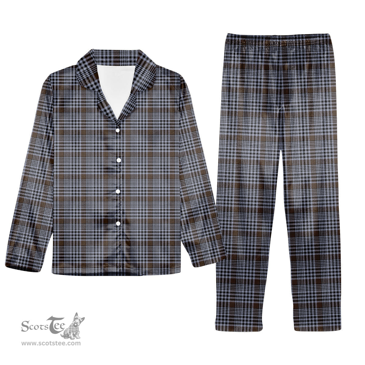 ScotsTee Shop Scottish Carnegie Check Modern Tartan Pajama Satin Velvet Flannel Pajama Set