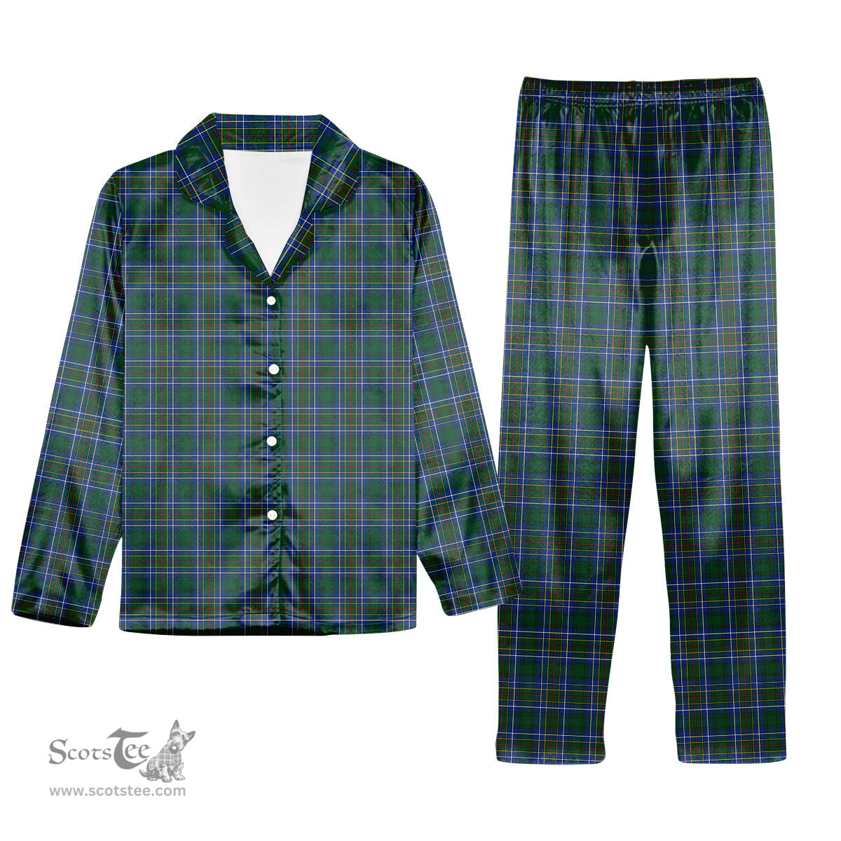 ScotsTee Shop Scottish Cockburn Ancient Tartan Pajama Satin Velvet Flannel Pajama Set